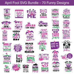 April Fool SVG Bundle with 70 funny designs for Cricut and Silhouette