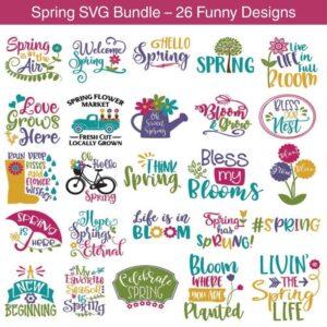 Spring SVG Bundle with 26 funny spring designs for Cricut and Silhouette