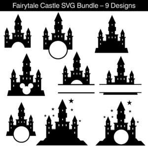 Fairytale Castle SVG Bundle with 9 castle silhouette designs for Cricut and Silhouette