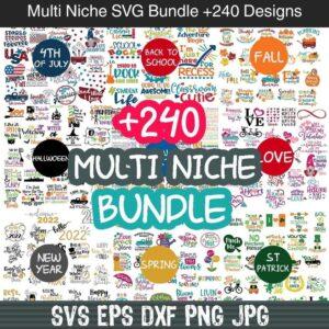 Multi Niche SVG Bundle – 240 Designs for Cricut, Silhouette, Sublimation & DIY Projects