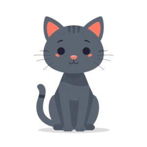 gray sitting cat svg flat color vector design