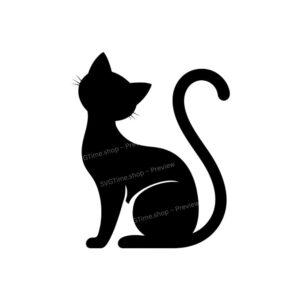 stylized cat silhouette cat svg elegant sitting cut file premium