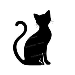 Whiskered cat SVG elegant feline outline cut file