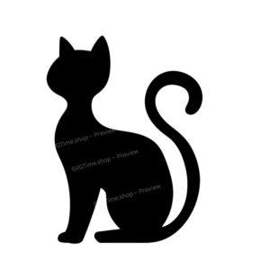 Curled tail cat SVG elegant feline cut file preview