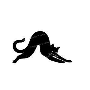 Stretching cat silhouette SVG dynamic feline cut file preview