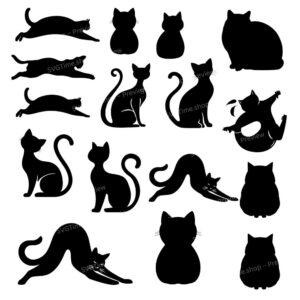 Cat Silhouette Bundle featuring 13 clean feline SVG designs for Cricut and Silhouette