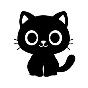 black cat silhouettes svg cute big eyes sitting cat