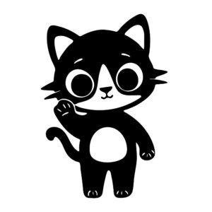 black cat svg cute waving kitty cut file