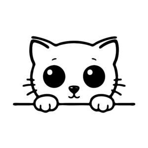 cat head silhouette svg cute peeking black cat