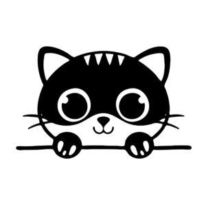 silhouette of black cat svg cute peeking cat