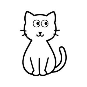 cartoon kitty line art svg with big eyes cat drawing