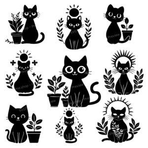 boho cat svg bundle