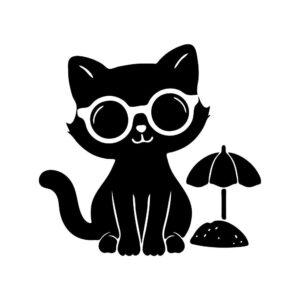 cute beach cat silhouette svg