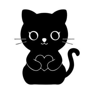 cute heart cat silhouette svg