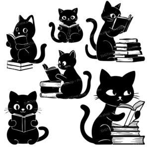 reading cat svg bundle