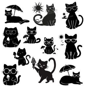 summer cat svg bundle