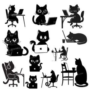 work from home cat svg bundle