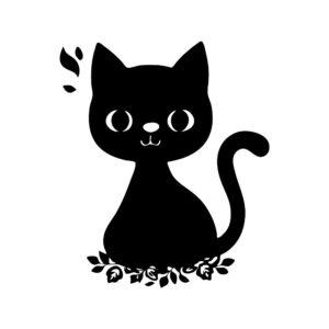 autumn cat svg with fall leaves silhouette