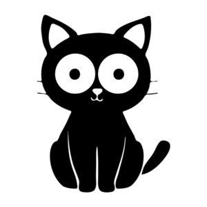 big eyes cat silhouette svg cartoon black kitty