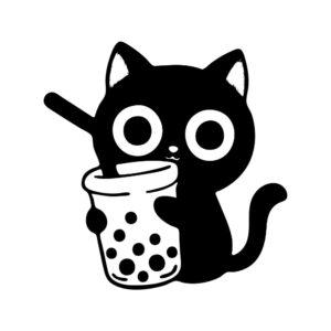 boba cat svg cute kitty holding bubble tea
