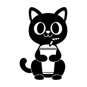 cat drinking svg cute kitty holding drink cup