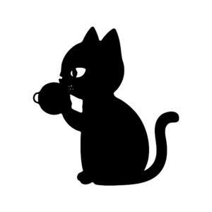 cat drinking tea svg cozy kitty silhouette