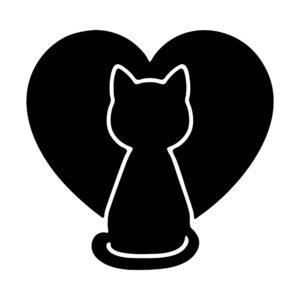 cat heart svg with feline silhouette inside heart shape