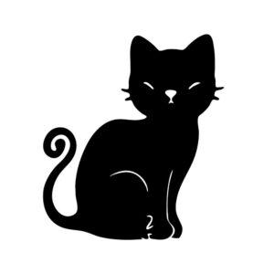 curled tail cat svg with elegant sitting feline design