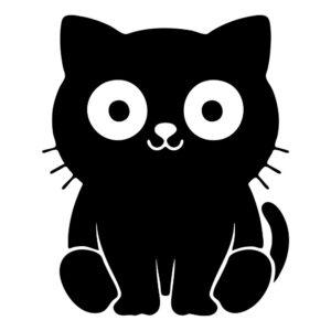 cute halloween big eyes black cat silhouette svg
