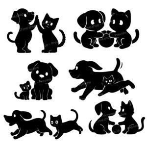 dog and cat silhouette