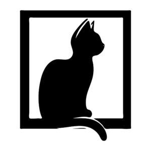 framed cat silhouette svg with square decorative border