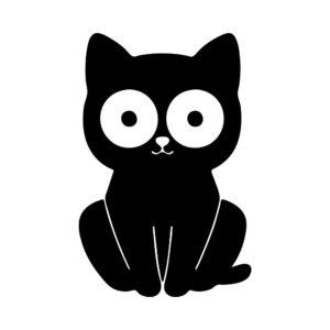 halloween big eyes black cat silhouette svg