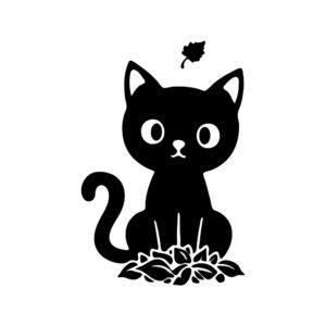 leaf cat silhouette svg cut file