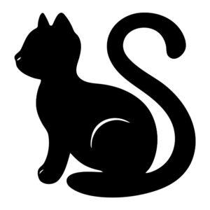sitting cat profile svg with elegant curved tail design