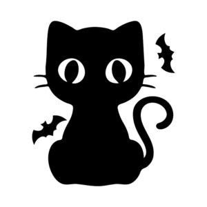 spooky cat svg with bats silhouette