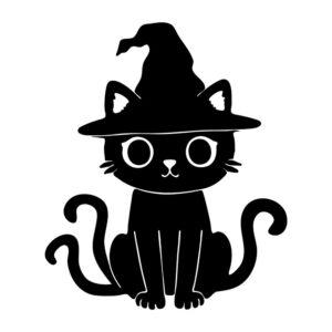 witch cat svg cute halloween kitty with witch hat